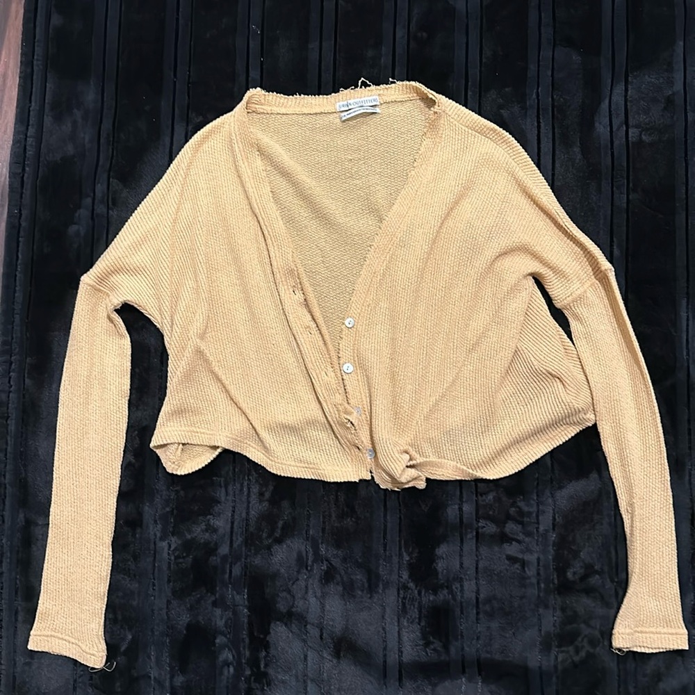 UO Yellow Cropped Cardigan